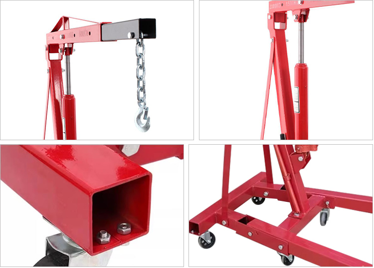 Folding hydraulic engine crane